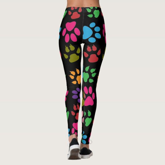 Leuke regenboog gekleurde hond en kat poot print leggings (Achterkant)
