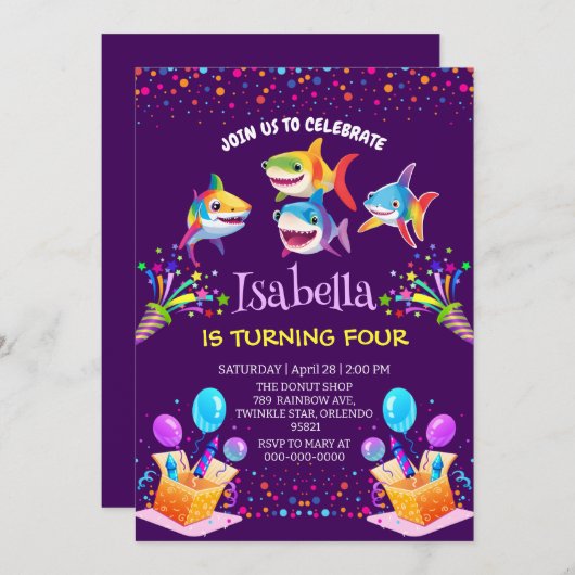 Leuke regenboog haai ballon verjaardag party jonge (Voorkant / Achterkant)