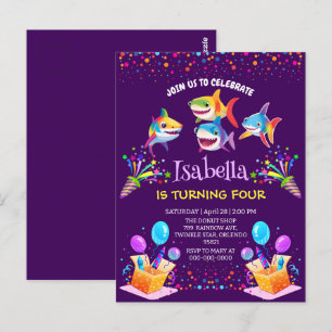 Leuke regenboog haai ballon verjaardag party jonge briefkaart