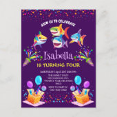 Leuke regenboog haai ballon verjaardag party jonge briefkaart (Voorkant)