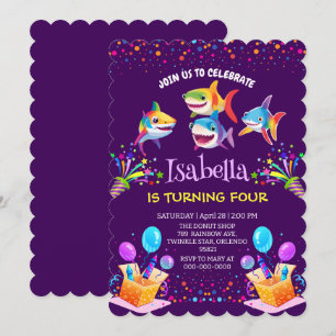 Leuke regenboog haai ballon verjaardag party jonge kaart