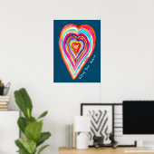 Leuke regenboog hart liefde boho poster (Thuiskantoor)