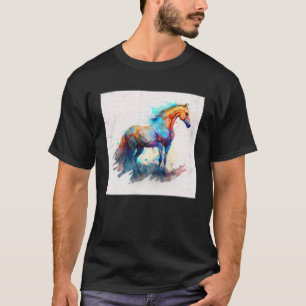 Leuke regenboog paard verf splatter illustratie Ko T-shirt