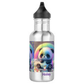 Leuke regenboog panda naam gepersonaliseerd waterfles (Rechts)