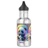 Leuke regenboog panda naam gepersonaliseerd waterfles (Links)