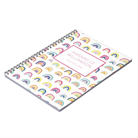 Leuke regenboog patroon aangepaste naam notitieboek (Linkerzijde)