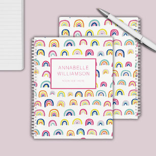 Leuke regenboog patroon aangepaste naam notitieboek