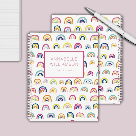 Leuke regenboog patroon aangepaste naam notitieboek