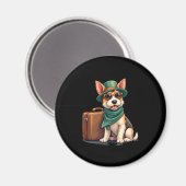 Leuke Reizende Hond met Tas Graphic voor Koffer Lo Magneet (Voorkant / Achterkant)