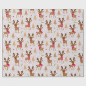 Leuke rendieren in sjaals en lichte kerst cadeaupapier (Vlak)