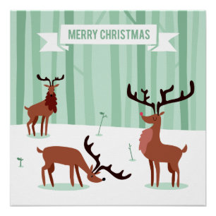 Leuke rendieren kerst poster perfect poster