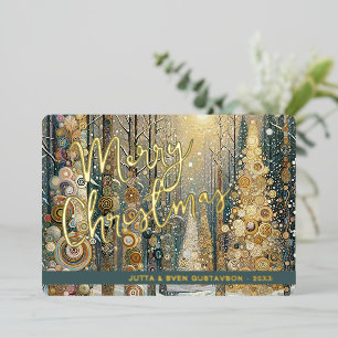 Leuke retro Abstracte wintersneeuw Wonderland Art Folie Feestdagenkaart
