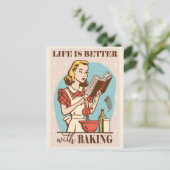 Leuke retro bakken vrouw briefkaart (Staand voorkant)