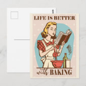 Leuke retro bakken vrouw briefkaart (Voorkant / Achterkant)