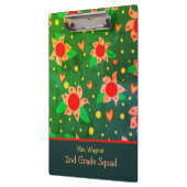 Leuke retro bloemen groen gepersonaliseerde leraar klembord (Links)