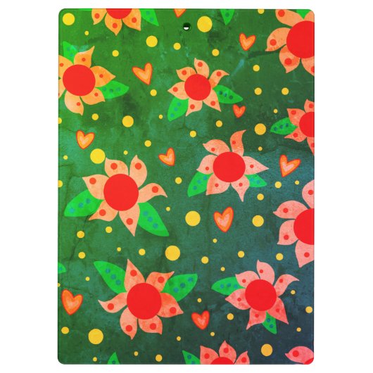 Leuke retro bloemen groen gepersonaliseerde leraar klembord (Achterkant)