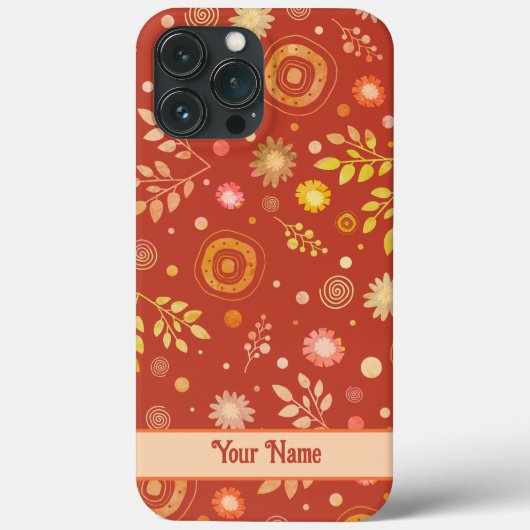Leuke Retro Boho Sinaasappel Bloemenmotief Inspira Case-Mate iPhone Case (Achterkant)