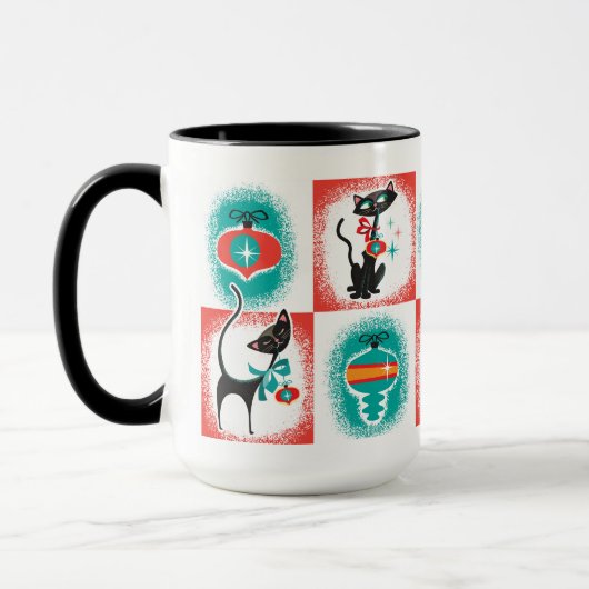 Leuke Retro Cats Kerstmis Koffie Mok (Links)