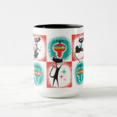 Leuke Retro Cats Kerstmis Koffie Mok (Midden)