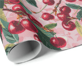 Leuke Retro 'Cherry Pop' Roze Cadeaupapier (Rol Hoek)