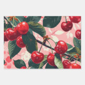 Leuke Retro 'Cherry Pop' Roze Inpakpapier Vel (Voorkant 3)