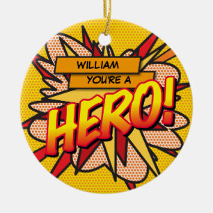 Leuke Retro Comic Book HERO Foto Keramisch Ornament