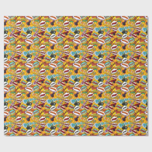 Leuke Retro Comic Book Pop Kunst Kleurrijk Cadeaupapier (Vlak)