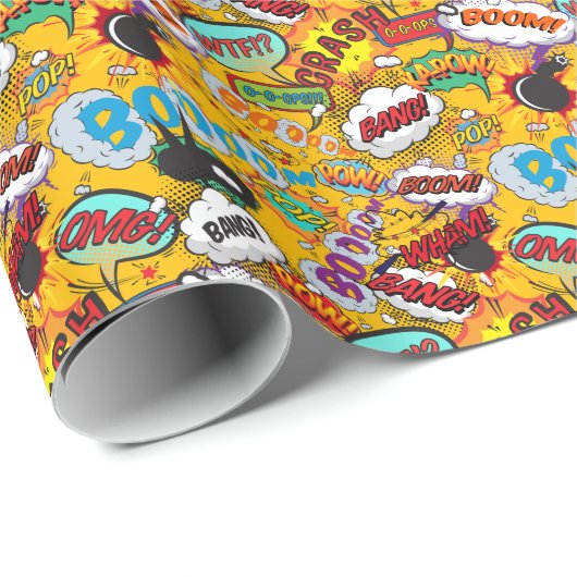 Leuke Retro Comic Book Pop Kunst Kleurrijk Cadeaupapier (Rol Hoek)