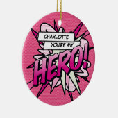 Leuke Retro Comic Jij bent mijn HERO Roze Keramisch Ornament (Rechts)