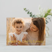 leuke retro geschreven scriptfoto Vrolijk kerstfee Folie Feestdagenkaart (Staand Voorkant)