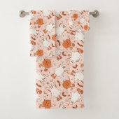 Leuke Retro Ghost & Jack-O-Lantern Patroon Bad Handdoek (Insitu)