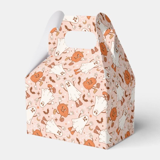 Leuke Retro Ghost & Jack-O-Lantern Patroon Bedankdoosjes (Achterkant)