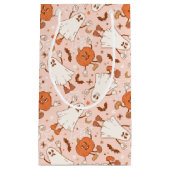 Leuke Retro Ghost & Jack-O-Lantern Patroon Klein Cadeauzakje (Voorkant)