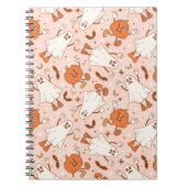 Leuke Retro Ghost & Jack-O-Lantern Patroon Notitieboek (Voorkant)