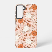 Leuke Retro Ghost & Jack-O-Lantern Patroon Samsung Galaxy Hoesje (Achterkant)