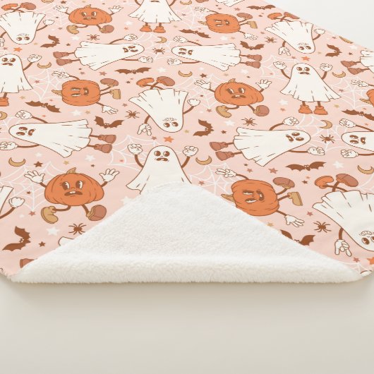 Leuke Retro Ghost & Jack-O-Lantern Patroon Sherpa Deken (3/4)