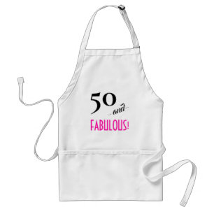 Leuke Retro Hot Pink 50 en FABULOUS! 50ste verjaar Standaard Schort