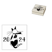 Leuke retro kat liefhebber Kerstmis Rubberstempel (Gestempeld)