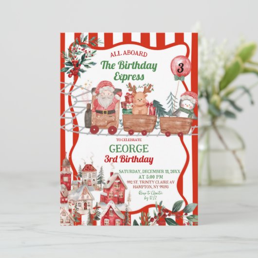 Leuke Retro Kerst Express Verjaardag Kaart (Staand voorkant)