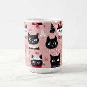 Leuke retro kerstkatten op roze Mok (Center)