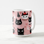 Leuke retro kerstkatten op roze Mok (Voorkant rechts)