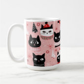 Leuke retro kerstkatten op roze Mok (Links)