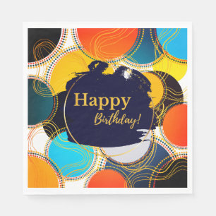 Leuke retro kleurrijke Abstracte Happy Birthday Pa Servet