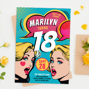 Leuke Retro Kleurrijke Pop Art Verjaardagsuitnodig Feestdagenkaart