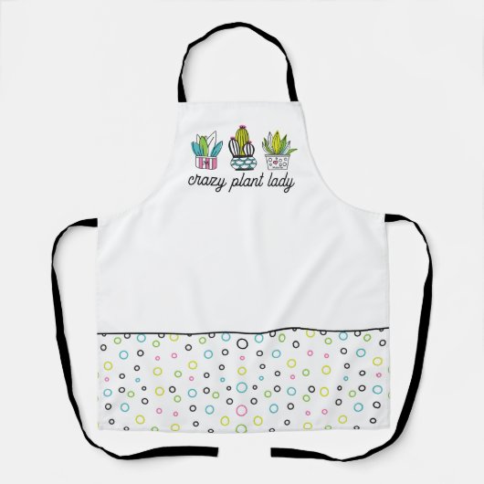 Leuke Retro Plant Moeder Hand Getrokken Crazy Plan Schort (Voorkant)