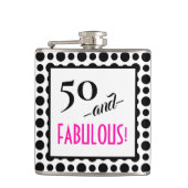 Leuke Retro Polka Dot 50 en FABULOUS! Birthday Heupfles (Voorkant)