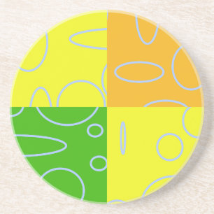 Leuke Retro Quad Geel Groen Sinaasappel Geometrisc Zandsteen Onderzetter