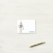 Leuke retro robot gepersonaliseerd post-it® notes (Op bureau)