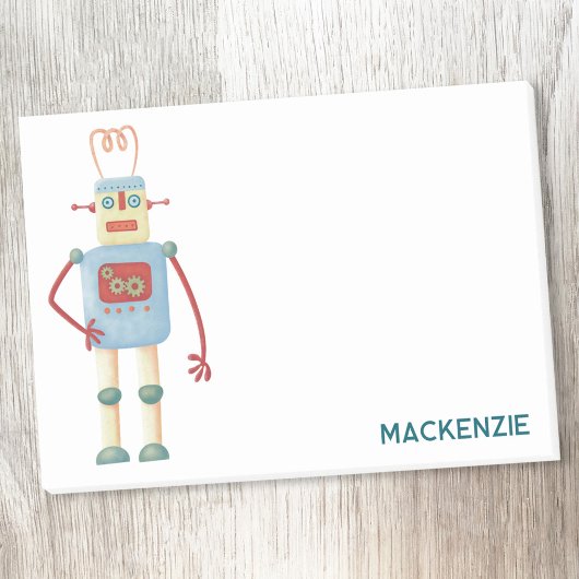 Leuke retro robot gepersonaliseerd post-it® notes