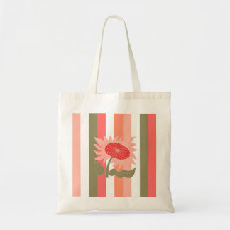 Leuke Retro Roze SunFlower Power Gestreept Tote Bag
